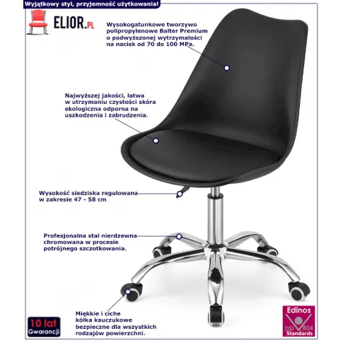 Skandynawski czarny fotel obrotowy Fernis