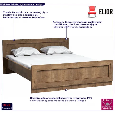 Łóżko dwuosobowe 160x200 w kolorze dąb lefkas Tilda 21X