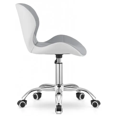 Szczegółowe zdjęcie nr 4 produktu Szaro-biały pikowany fotel obrotowy do biurka - Infis 3X