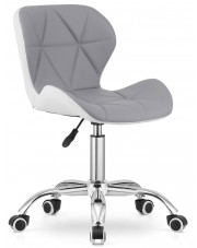 Szaro-biały pikowany fotel obrotowy - Renes 3X w sklepie Edinos.pl