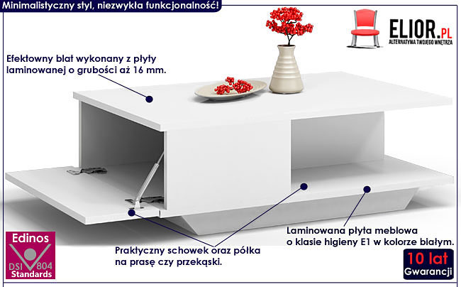 Nowoczesna ława biała matowa Sensa