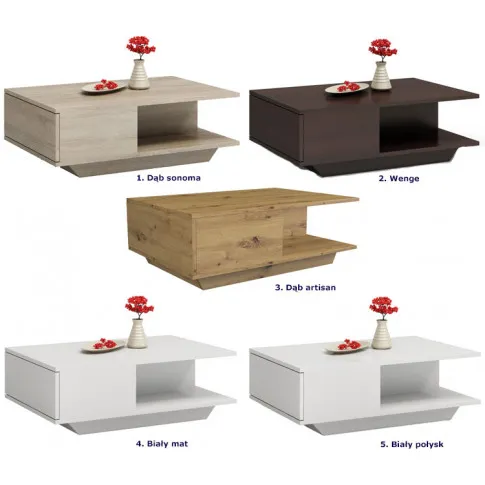 Szczegółowe zdjęcie nr 4 produktu Prostokątna ława kawowa z półką - Noka wenge