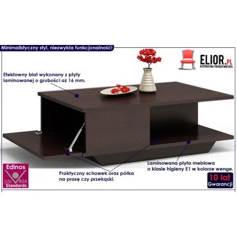 Fotografia Prostokątna ława kawowa z półką - Noka wenge z kategorii Ławy i stoliki