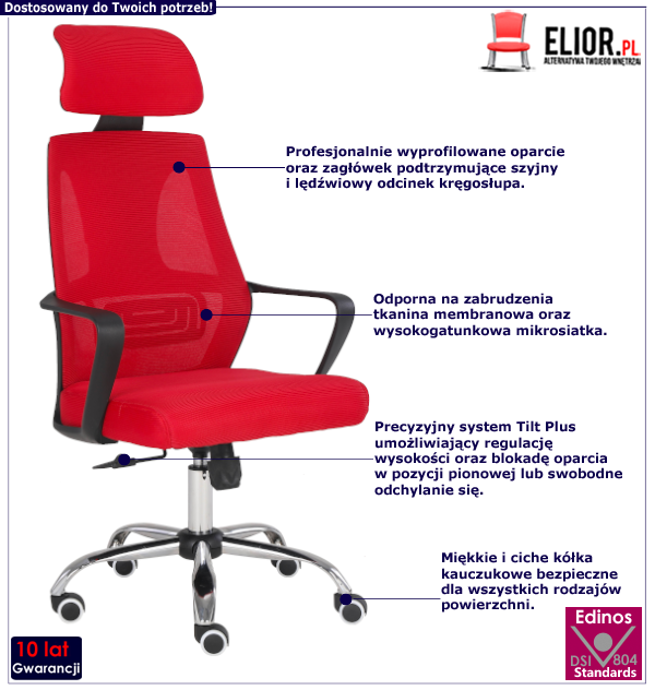 Niebieski biurowy fotel obrotowy Arlen