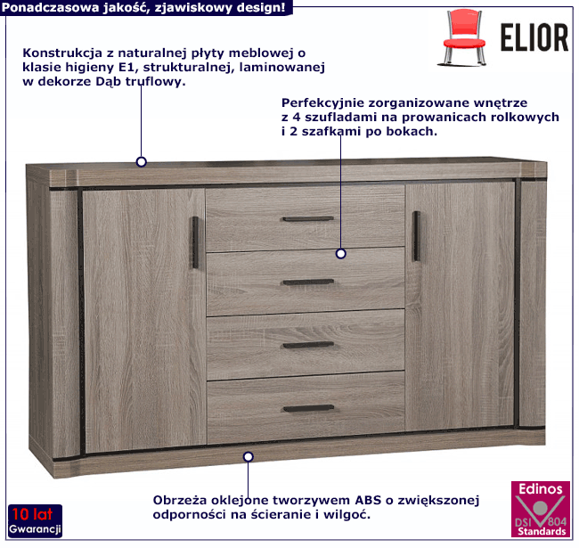 Komoda w kolorze dąb truflowy Rectano 3X