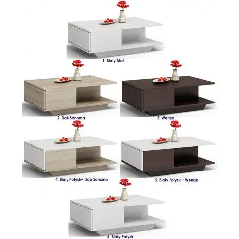 Szczegółowe zdjęcie nr 4 produktu Ława Noka - biały połysk + dąb sonoma