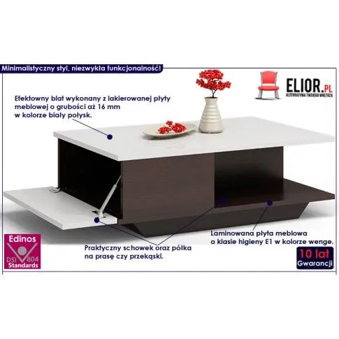 Fotografia Ława Noka - biały połysk + wenge z kategorii Ławy i stoliki