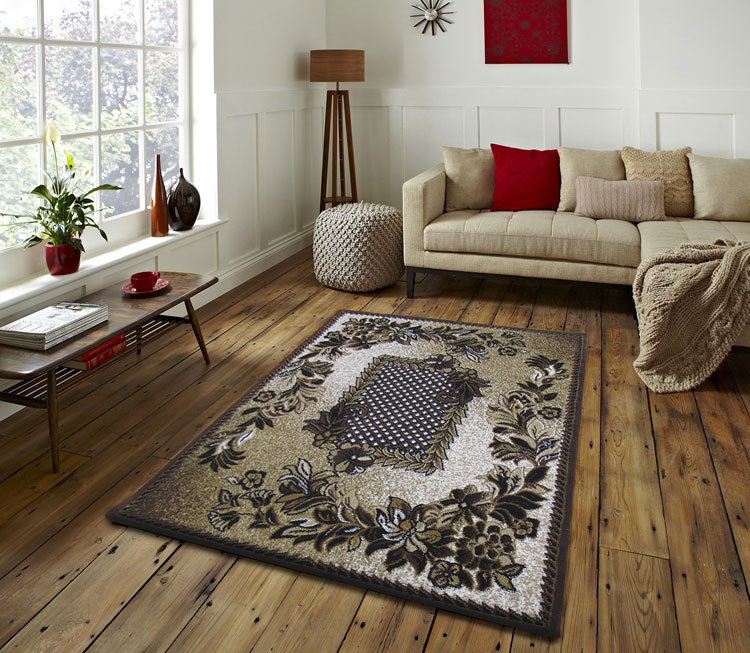 Brązowy prostokątny dywan do salonu i sypialni Biter