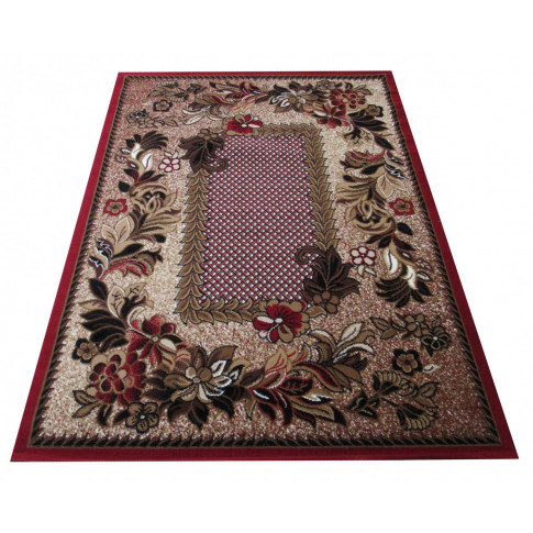 Brązowo-czerwony klasyczny dywan do salonu Biter