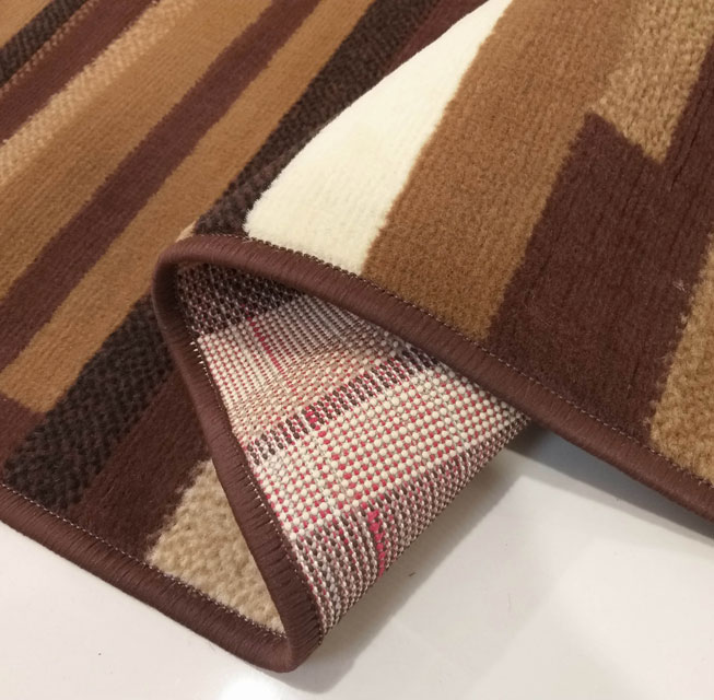 Brązowy prostokątny dywan w paski Gertis