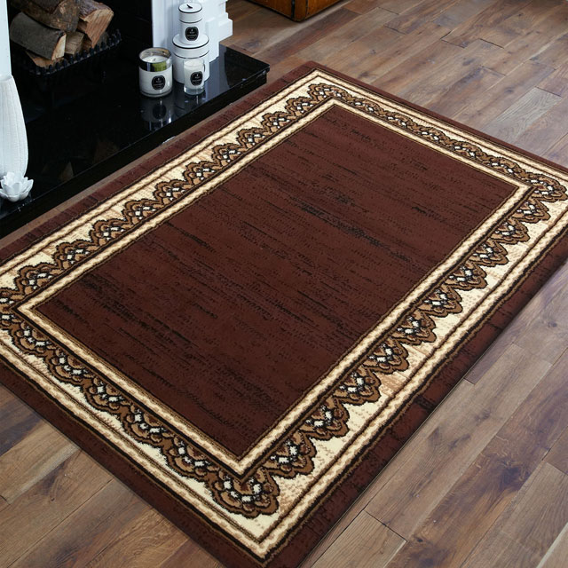 Brązowo-kremowy prostokątny dywan klasyczny Gertis