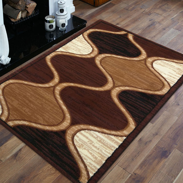 Brązowy prostokątny dywan do salonu Gertis
