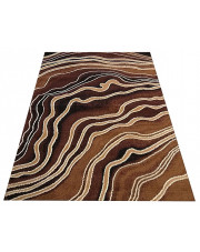 Brązowy prostokątny dywan w faliste wzory - Gertis