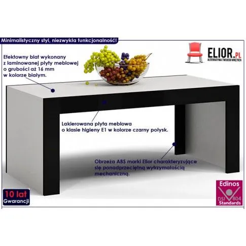 Fotografia Minimalistyczna ława kawowa TEST - biały mat + czarny połysk z kategorii Salon