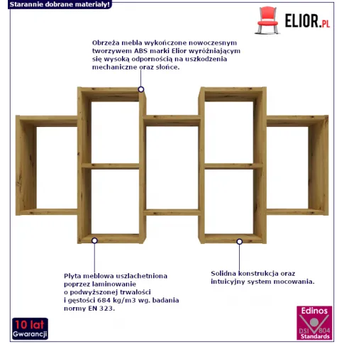 Wiszący nowoczesny regał w kolorze dąb artisan Obilos