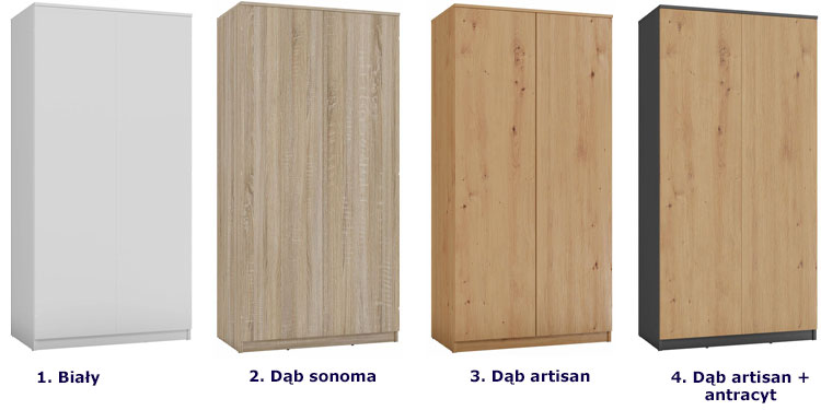 Kolory szafy ubraniowej 90 cm Zavet