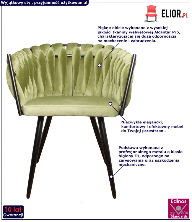 Zielone krzesło Emils - do salonu