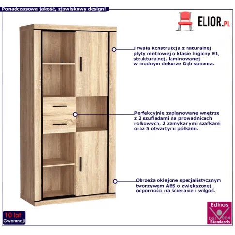 Nowoczesny regał dąb sonoma Verna 22X