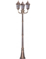 Czarno-złota stojąca lampa ogrodowa z 3 kloszami - S349-Tirma