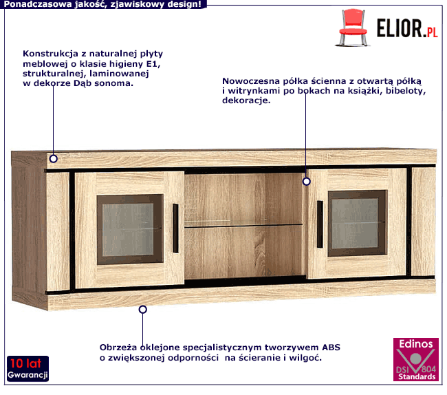 Półka ścienna w kolorze dąb sonoma Verna 10X