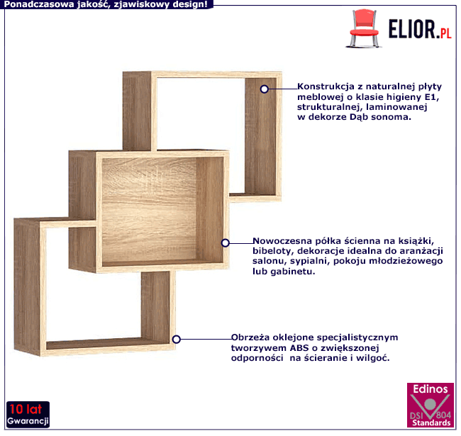 Półka ścienna w kolorze dąb sonoma Verna 23X