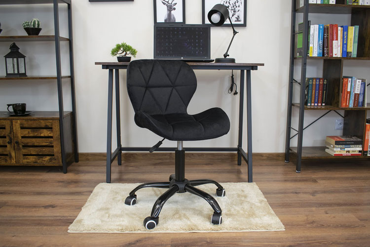 Nowoczesny czarny fotel biurowy tapicerowany welurem Renes 5X
