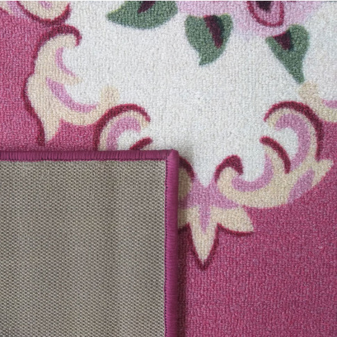 Różowy prostokątny dywan perski w kwiaty Mardes