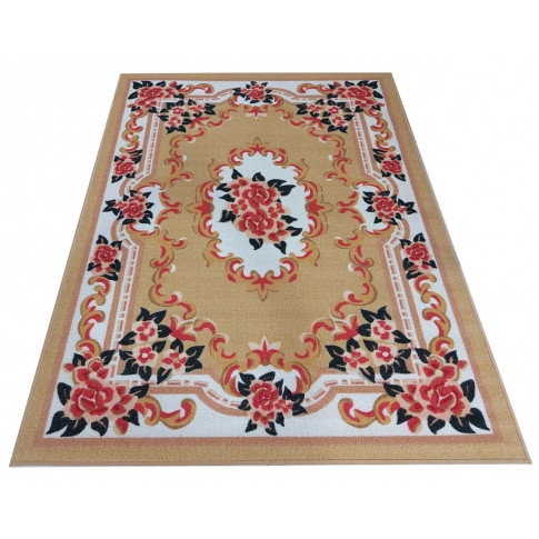 Musztardowy klasyczny dywan w kwiaty Mardes