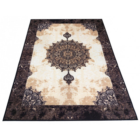 Brązowy prostokątny dywan ze zdobieniami Pristo