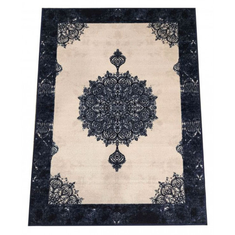 Granatowy prostokątny dywan zdobiony Pristo