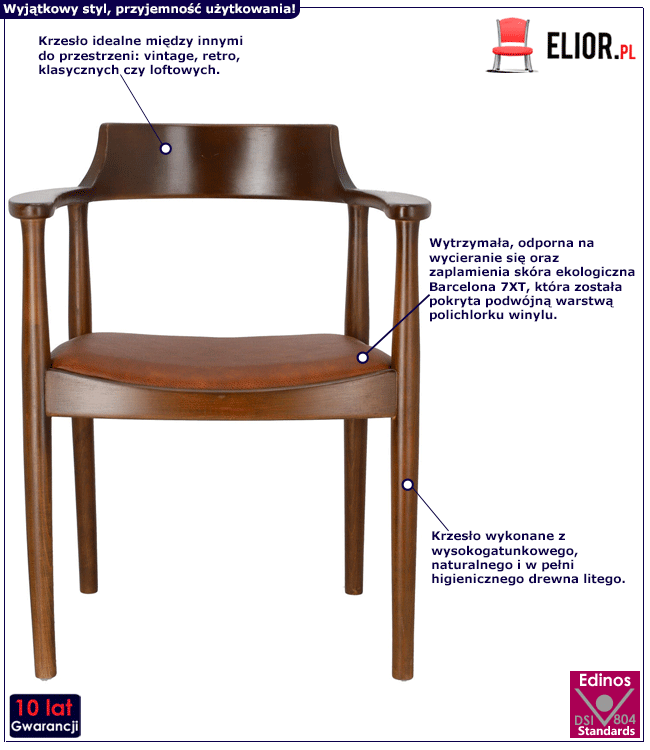 Vintage krzesło Torus - ciemnobrązowe