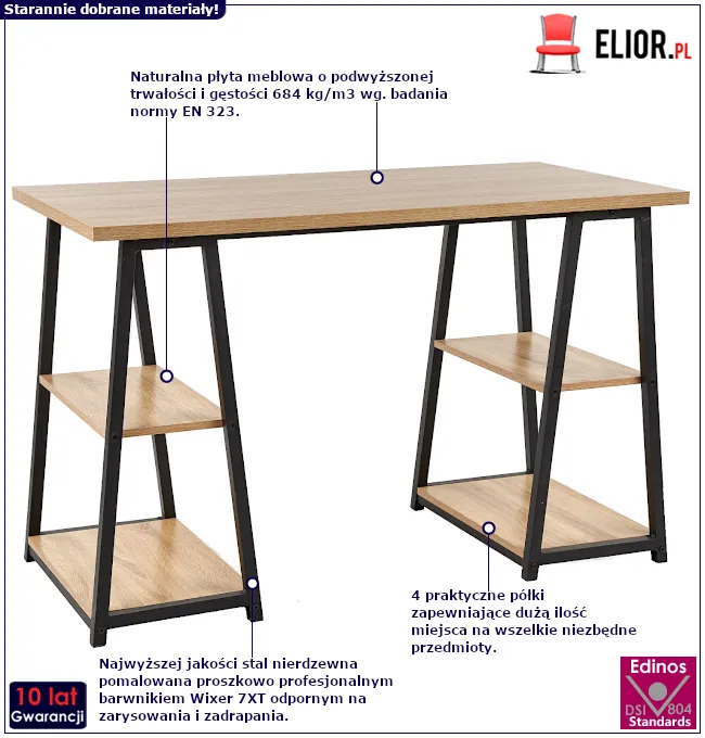 Produkt Industrialne biurko 120x60 dąb sonoma - Rosela