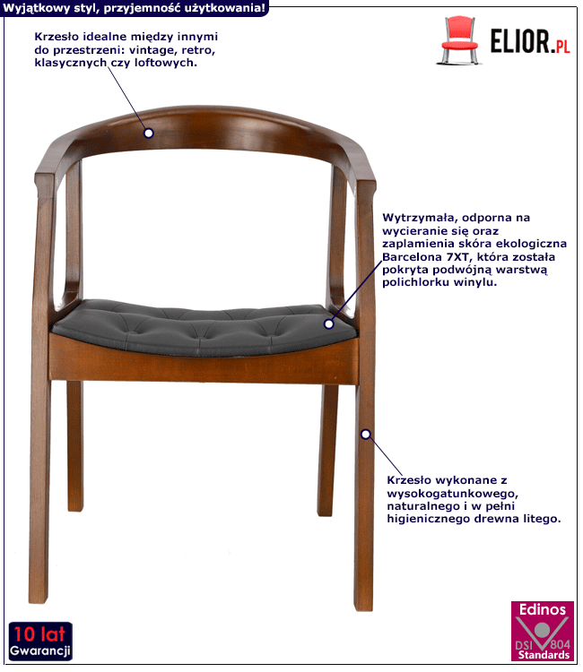Drewniane krzesło Morio - orzech