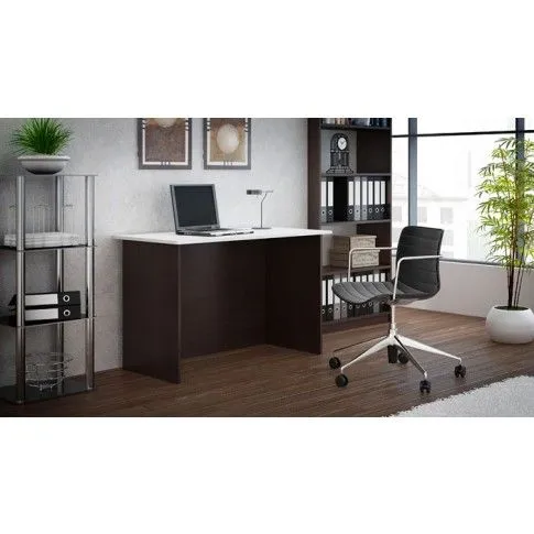 Zdjęcie prostokątne biurko białe, wenge Hirell | Edinos.pl