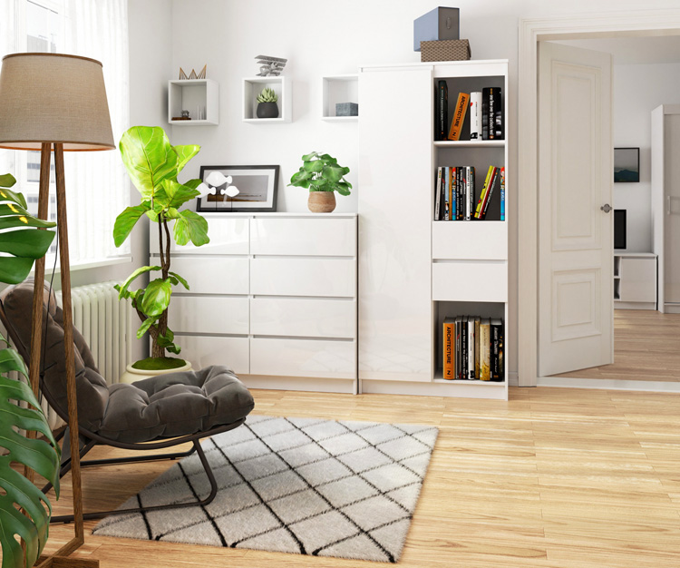 Biały regał do salonu lub biura Vasco 4X