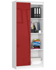 Regał biurowy z drzwiczkami biały + czerwony połysk - Tirego 4X w sklepie Edinos.pl