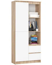 Skandynawski regał na książki dąb sonoma + biały - Tiare 3X w sklepie Edinos.pl