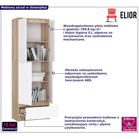 Regał w kolorze dąb sonoma +  biały Evon 3X