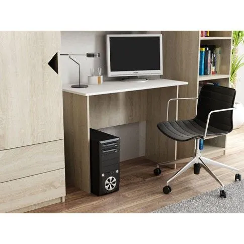 Zdjęcie biurko pod laptopa PC białe, dąb sonoma Luniko | Edinos.pl
