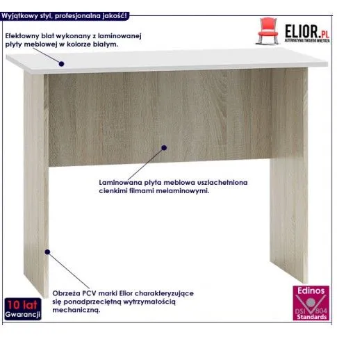 Fotografia Biurko komputerowe Luniko - białe + dąb sonoma z kategorii Biurka