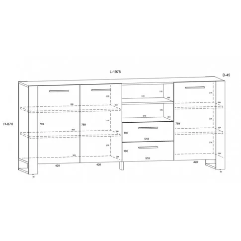 Wymiary komody dąb artisan Imatra 6X