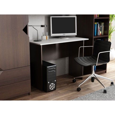 Zdjęcie nowoczesne biurko pod komputer białe, wenge Adens - sklep Edinos.pl