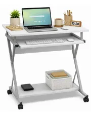 Białe małe komputerowe biurko do małego pokoju na kółkach - Kalisto w sklepie Edinos.pl