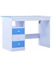 Niebiesko-białe biurko z uchylnym blatem do rysowania dziecięce Tobby w sklepie Edinos.pl