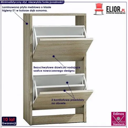 Fotografia Nowoczesna szafka na buty do korytarza dąb sonoma - Repos 2X z kategorii Szafki