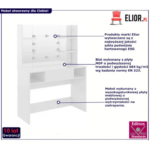 Infografika toaletka z lustrem biała połysk Soxo 4X