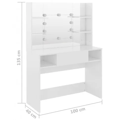 Wymiary eleganckiej toaletki z połyskiem do sypialni Soxo 4X