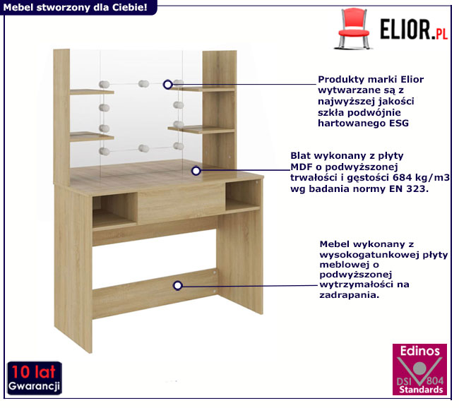 Dębowa toaletka do sypialni z półkami Zowros 3X