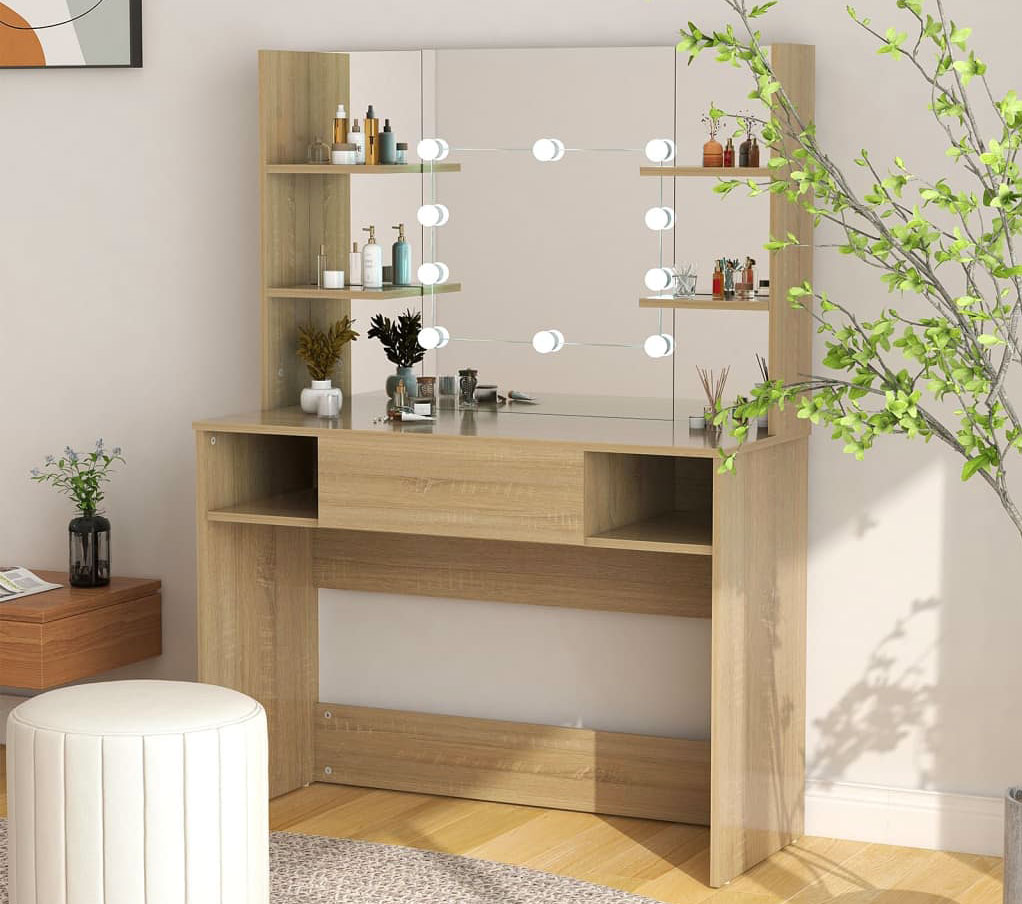 Wizualizacja dębowej toaletki do makijażu Zowros 3X
