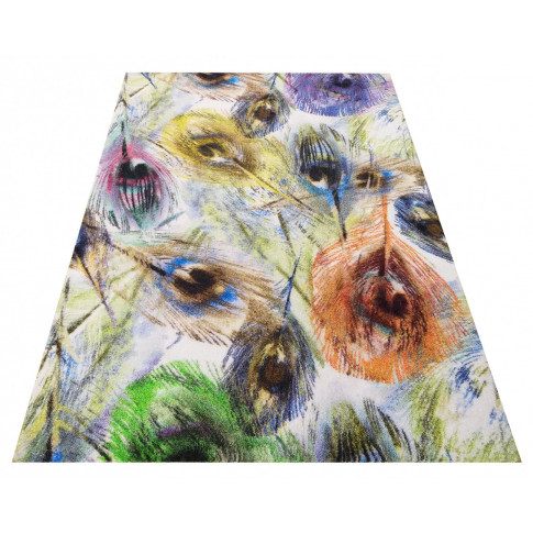 Prostokątny kolorowy dywan w pawie pióra Mildon